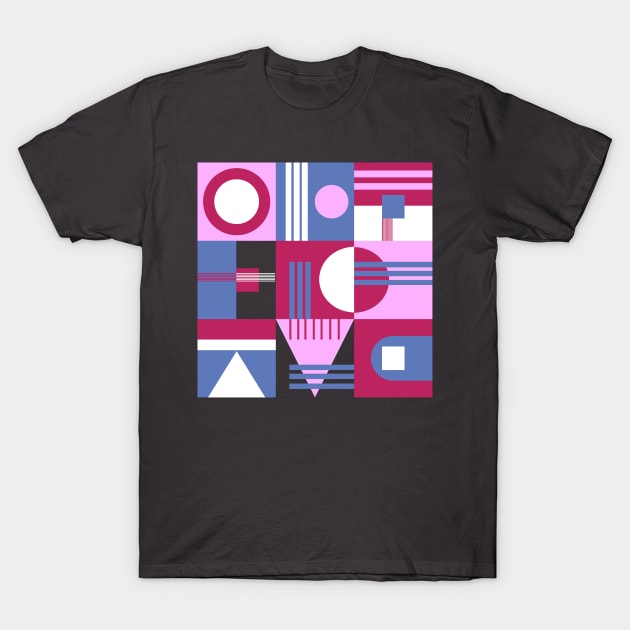 Pink and blue abstract T-Shirt by stephenignacio